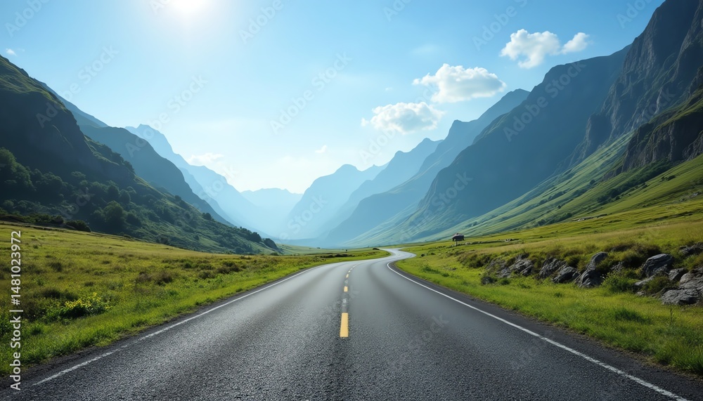 Fototapeta premium Scenic road through majestic mountains.