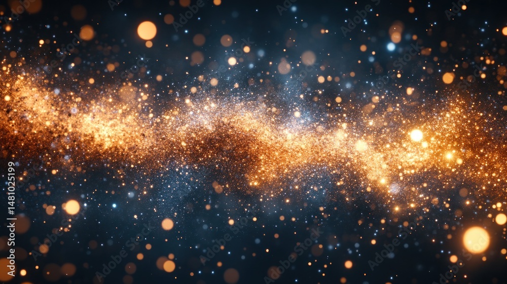 Fototapeta premium Abstract cosmic stream of golden particles