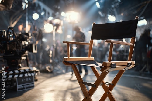 Classic director's chair on a movie set.