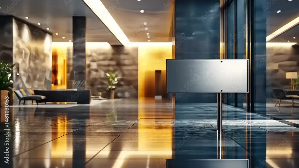 Empty sign in modern lobby interior.