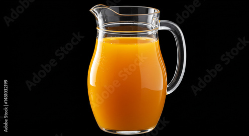 Another glass pitcher filled with orange juice.
