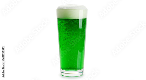 Another view of the two tall glasses of green beer.
