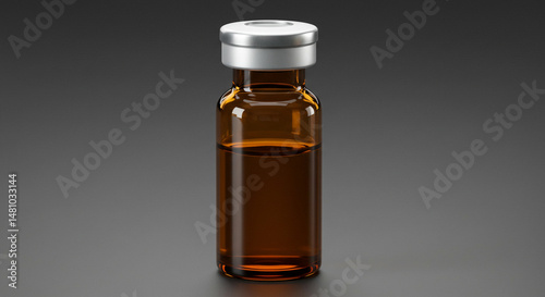 Small brown medicine bottle with a silver cap.
