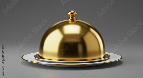 Gold domed food cover.
