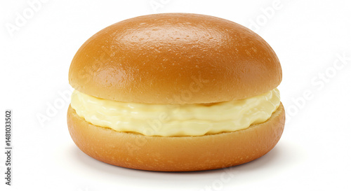 Round bun with a creamy yellow filling.
