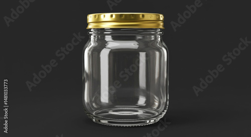 Another empty glass jar with a gold lid.
