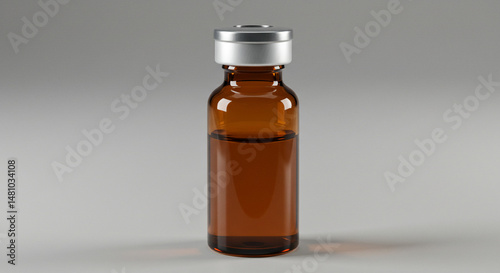 Small brown medicine bottle with a silver cap.
