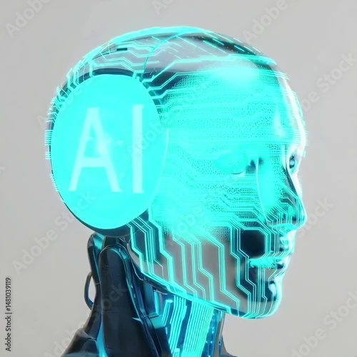 Digital Brain: This conceptual artwork visualizes the fusion of human intelligence and artificial intelligence.