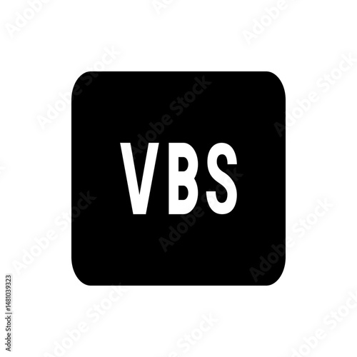 Illustration of a black rounded rectangle containing the white letters vbs in a bold sans serif typeface