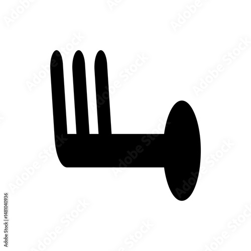 Illustration of a meteorological symbol indicating wind speed with three barbs and a filled circle end