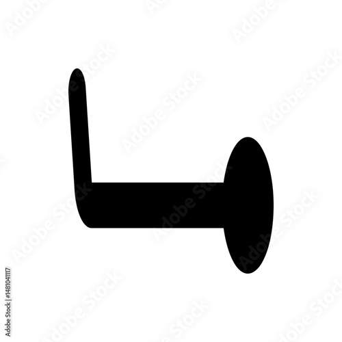 Horizontal black shape with a rounded rectangle on the left and a circle on the right side design