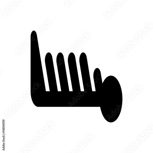 Illustration of a black silhouette of a foot with five toes and a rounded heel on a white background