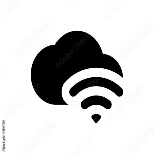 Illustration of a cloud shape with wi fi symbol indicating cloud connectivity and wireless access point