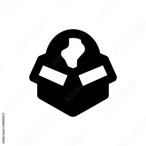 Stylized black and white illustration of a robotic head with rectangular eye visors and rounded helmet