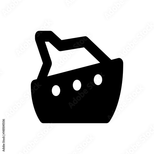 Illustration of a black basket with a handle and three white circles on its side in simple style