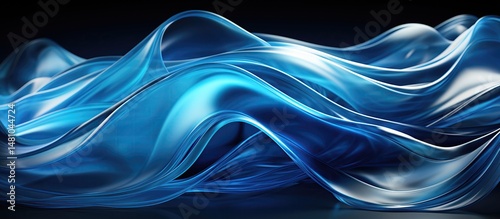 Abstract Blue Wave Motion in Smooth Flowing Patterns and Light