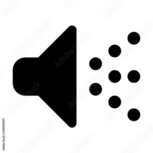 Black speaker icon with sound waves represented by circles emanating from the speaker on a white background