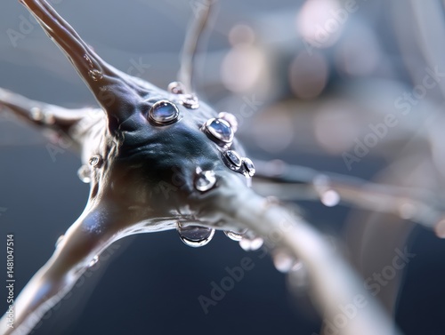 Close-up of a neuron with w...