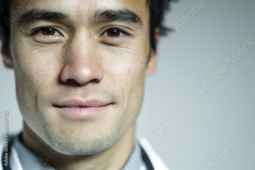 Young man with short dark h...