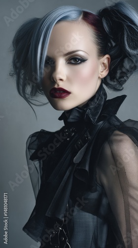 Elegant woman with dual-ton...