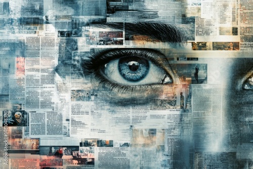 Intriguing collage of newspaper headlines highlighting ai concerns and technology impact