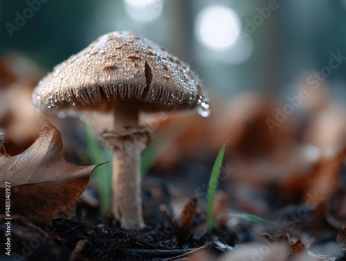 Mushroom with water droplet...