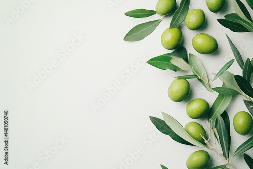 Wallpaper Mural Fresh olives and leaves on a light background Torontodigital.ca