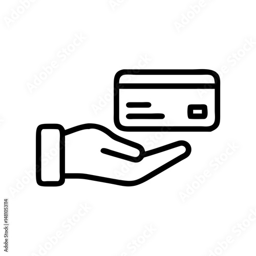 Payment icon representing financial transactions and banking services, minimalistic design in black and white