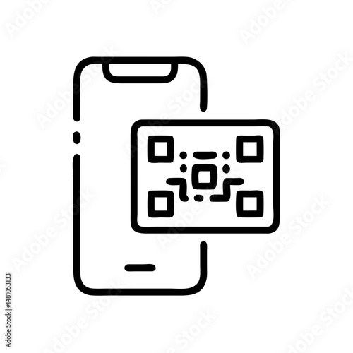 QR payment icon representing digital transactions and modern banking, minimalistic design in black and white