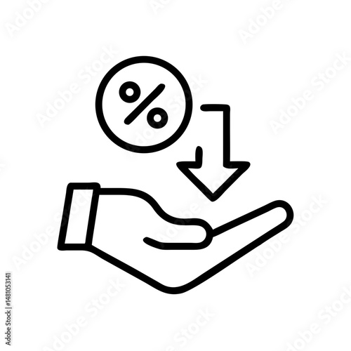 Receiving from deposit icon representing financial transactions and banking services, minimalistic design in black and white