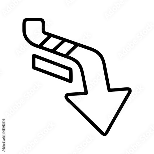 Stock arrow down icon representing market decline and financial trends, minimalistic design in black and white