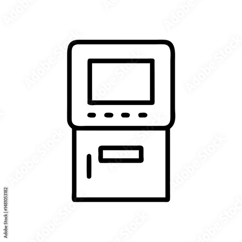 ATM machine icon in minimalist style representing banking services and cash withdrawal processes