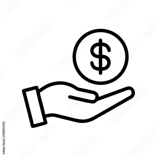 Banking services icon in minimalist style representing financial assistance and money transfer operations