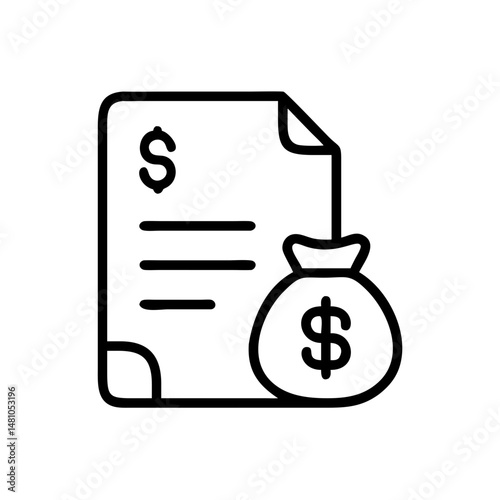 Budget sheet icon in minimalist style representing financial planning and expense tracking