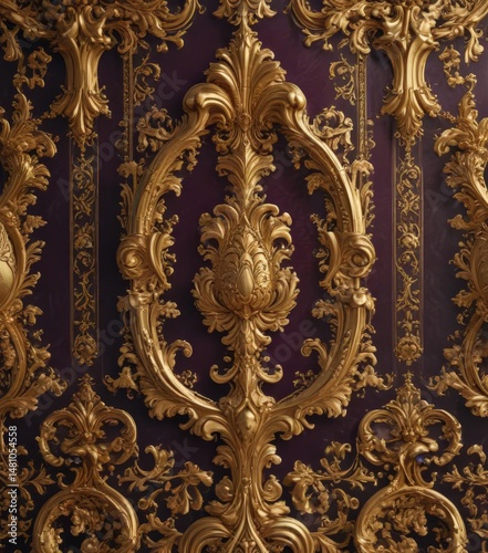 Opulent gold baroque damask, rich jewel tones, design, interior design