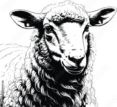 Illustration of a sheep on a white background