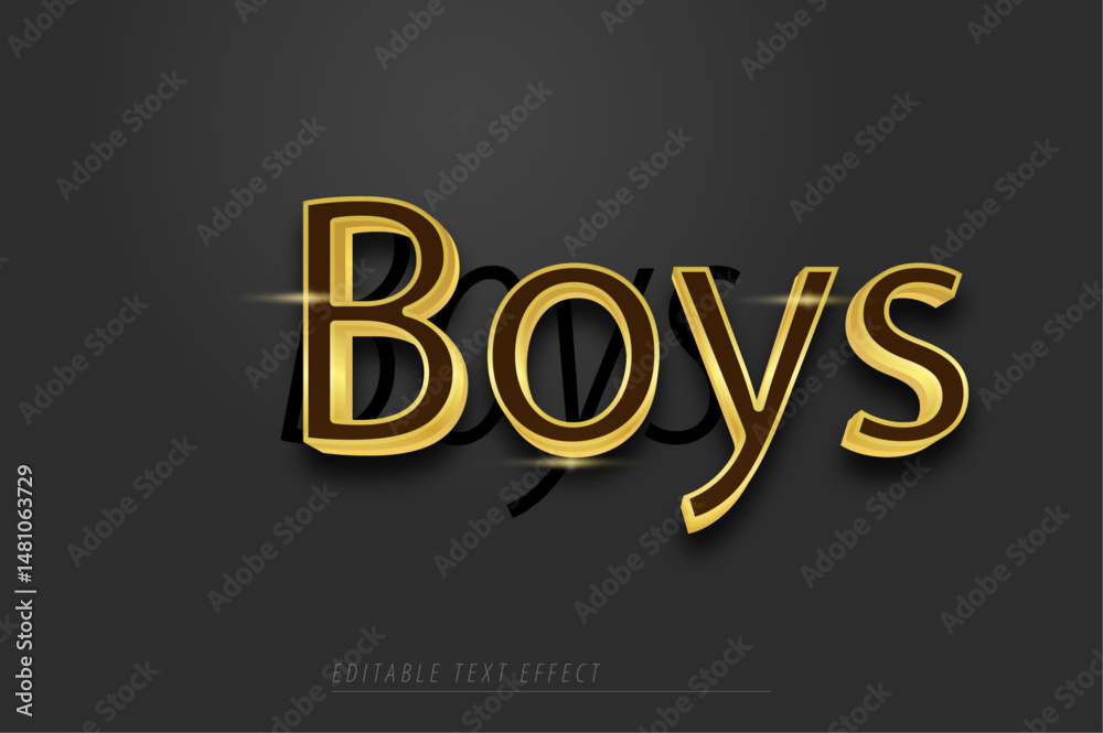 Boys texte effet doré