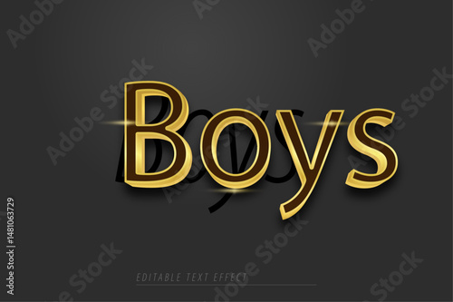Boys texte effet doré