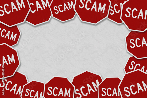 Scam stop sign border with white center
