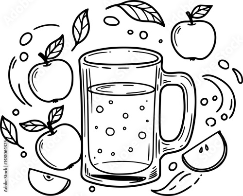 2D flat vector illustration of Apple Cider, isolated on a white background.
