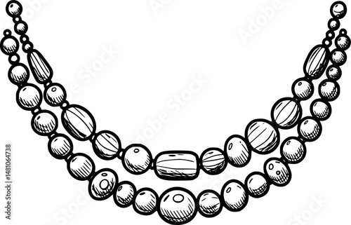 Vector illustration of stylish black bead necklaces in various designs showcasing elegance and fashion trends
