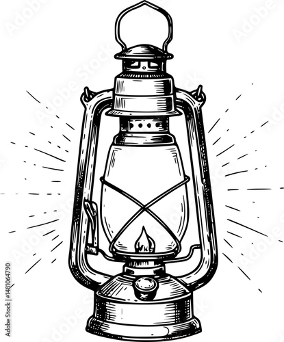 Simple lantern icon, a simple vector illustration of an antique oil lamp with a transparent background
