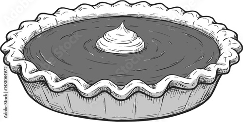 Pies Vector Illustration.Thanksgiving and Holiday Pumpkin Pie. Happy Thanksgiving Day traditional pumpkin pie with whipped cream on the top Web site page and mobile app design vector element
