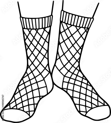 A doodle style icon showing fishnet socks

