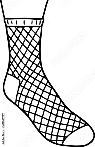A doodle style icon showing fishnet socks

