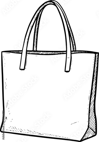 tote bag sketch line art vector illustration
