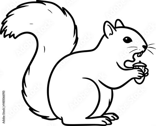 Silhouette of a squirrel eating a nut
