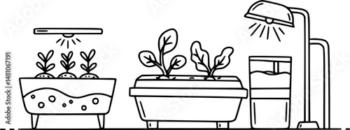 Smart agriculture farming vector illustration with water irrigation
