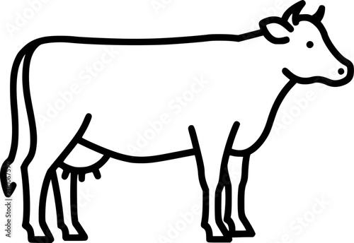 Set of flat vector illustrations in a simple children's style. Cute spotted cow and her baby calf on white background. Frmer animals and their cubs. Vector illustration