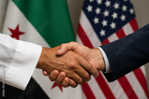 Obraz w ramie Diplomatic Handshake USA Syria